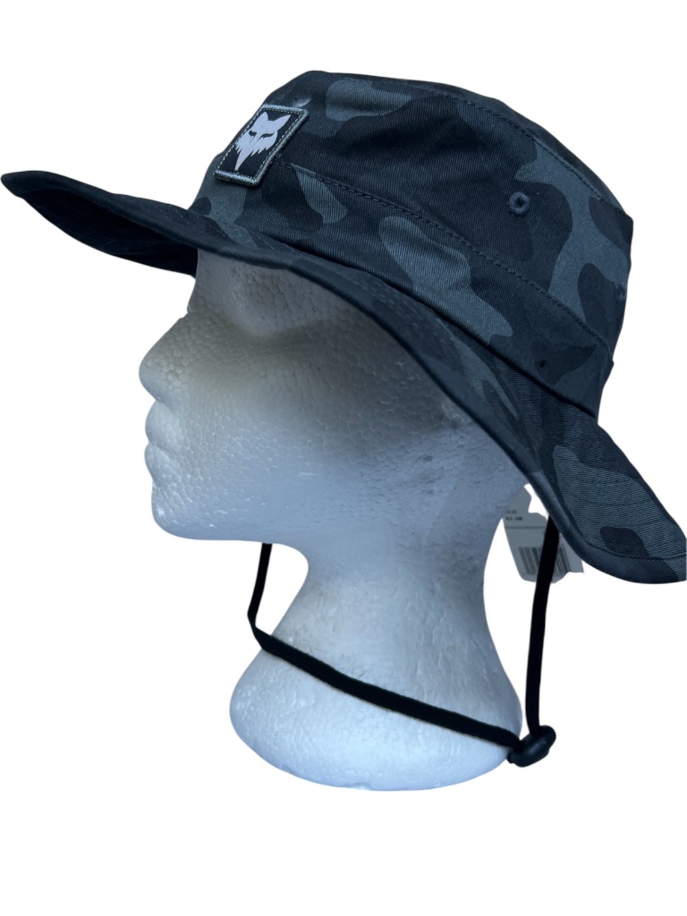 Fox Racing Gray Camo Wide Brim Base Over Hat Size S/M Chin Strap NEW NWT